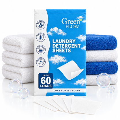 GreenFlow laundry envelope with towels and fanned sheets