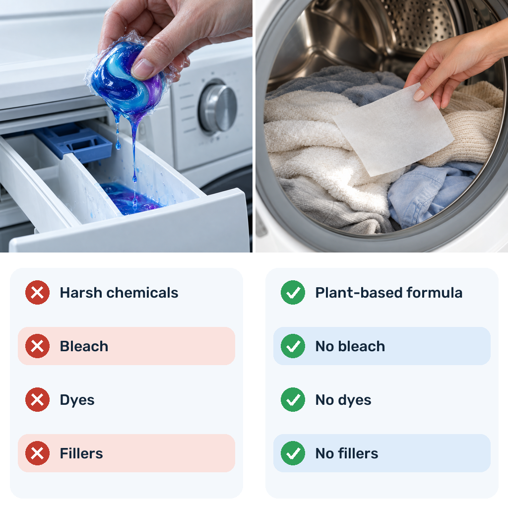 Messy pods versus clean GreenFlow sheet